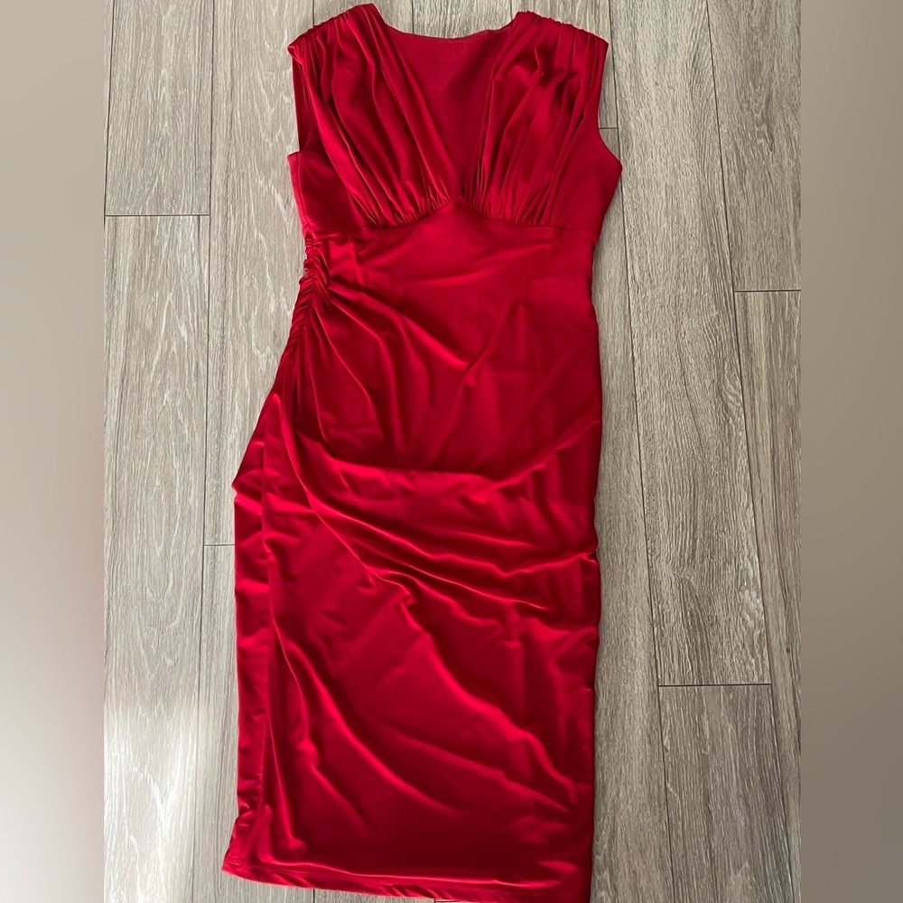 Pinup Girl Clothing, Laura Byrnes Spring red wiggle dress, size XL.